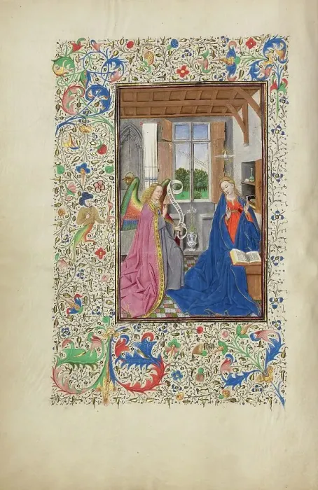 Framed Print : The Annunciation; Llangattock Hours, 1450s. Creator: Master of the Llangattock Hours Framed Print : The Annunciation; Llangattock Hours, 1450s. Creator: Master of the Llangattock Hours