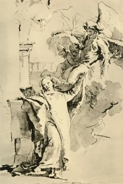 Framed Print : The Annunciation, mid 18th century, (1928). Artist: Giovanni Battista Tiepolo Framed Print : The Annunciation, mid 18th century, (1928). Artist: Giovanni Battista Tiepolo