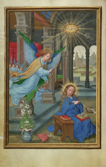 Framed Print : The Annunciation; Prayer Book of Cardinal Albrecht of Brandenburg, about 1525-1530. Creator: Simon Bening Framed Print : The Annunciation; Prayer Book of Cardinal Albrecht of Brandenburg, about 1525-1530. Creator: Simon Bening