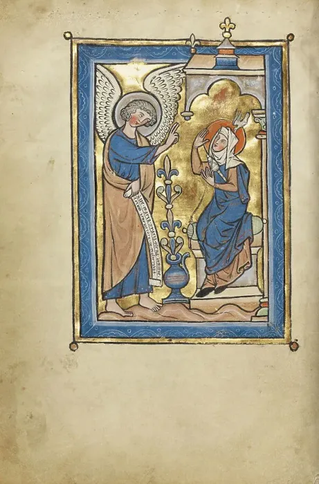 Framed Print : The Annunciation; Psalter, mid-1200s. Creator: Unknown Framed Print : The Annunciation; Psalter, mid-1200s. Creator: Unknown