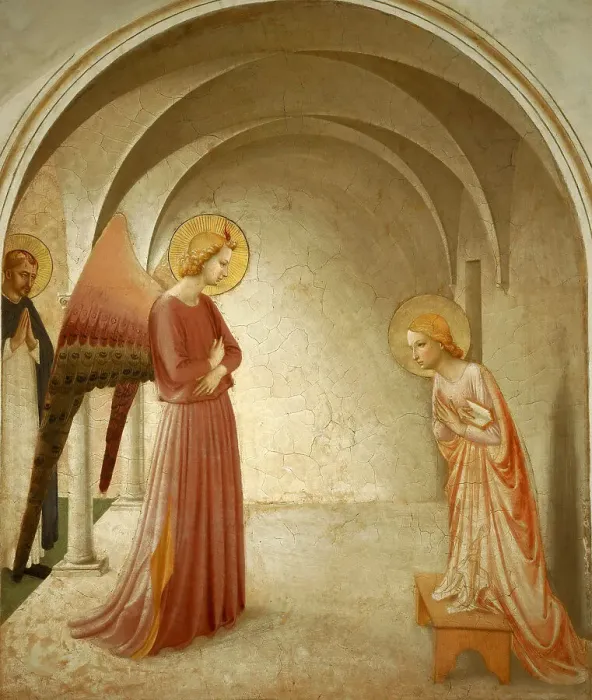Framed Print : The Annunciation with Saint Peter Martyr, ca 1442. Creator: Angelico, Fra Giovanni, da Fiesole (ca. 1400-1455) Framed Print : The Annunciation with Saint Peter Martyr, ca 1442. Creator: Angelico, Fra Giovanni, da Fiesole (ca. 1400-1455)