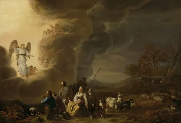 Framed Print : The annunciation to the shepherd, 1630-1650. Creator: Cornelis Saftleven Framed Print : The annunciation to the shepherd, 1630-1650. Creator: Cornelis Saftleven
