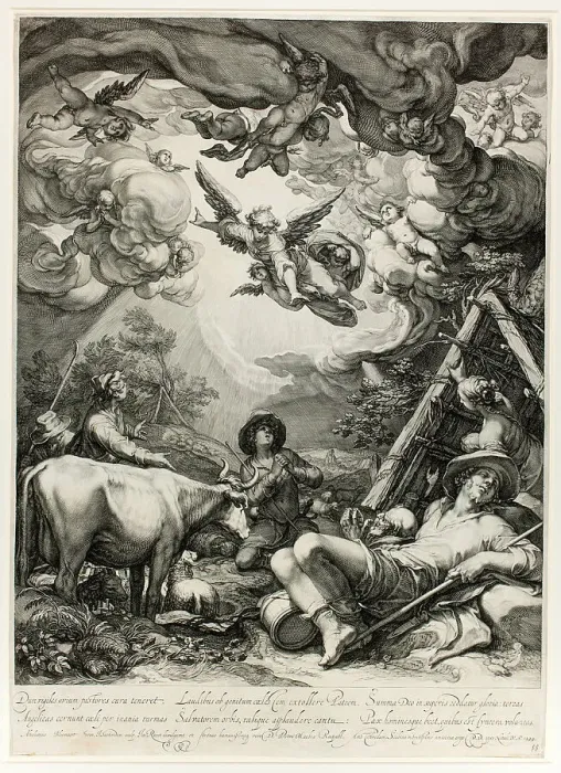 Framed Print : The Annunciation to the Shepherds, 1599. Creator: Jan Saenredam Framed Print : The Annunciation to the Shepherds, 1599. Creator: Jan Saenredam