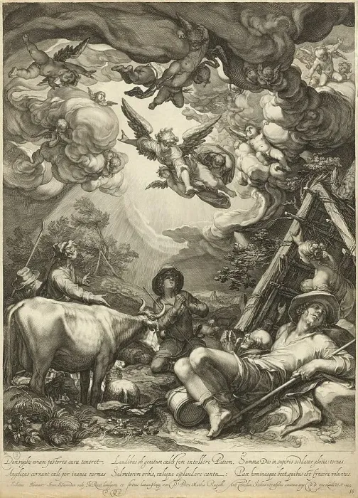 Framed Print : Annunciation to the Shepherds, 1599. Creator: Jan Saenredam Framed Print : Annunciation to the Shepherds, 1599. Creator: Jan Saenredam