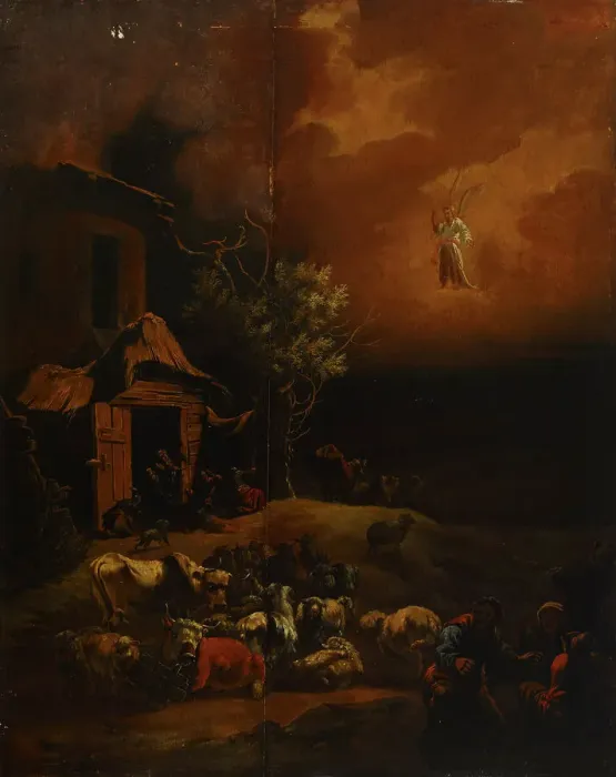Framed Print : The Annunciation of the Shepherds, 1654-1685. Creator: Adam Colonia Framed Print : The Annunciation of the Shepherds, 1654-1685. Creator: Adam Colonia
