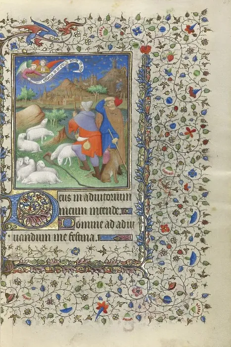 Framed Print : The Annunciation to the Shepherds; Book of Hours, about 1415-1420. Creators: Boucicaut Master, Workshop of the Boucicaut Master Framed Print : The Annunciation to the Shepherds; Book of Hours, about 1415-1420. Creators: Boucicaut Master, Workshop of the Boucicaut Master