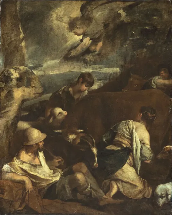 Framed Print : Annunciation to the Shepherds, c. 1710. Creator: Unknown Framed Print : Annunciation to the Shepherds, c. 1710. Creator: Unknown
