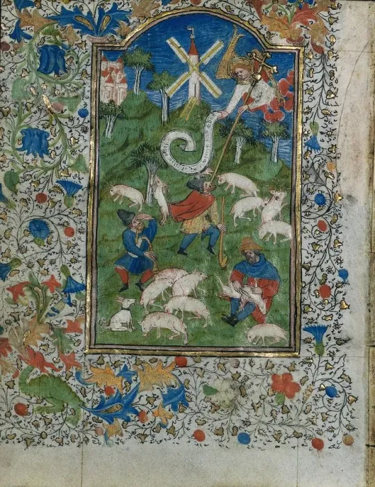 Framed Print : Annunciation to the Shepherds: Leaf from a Book of Hours (1 of 6 Excised Leaves), c Framed Print : Annunciation to the Shepherds: Leaf from a Book of Hours (1 of 6 Excised Leaves), c