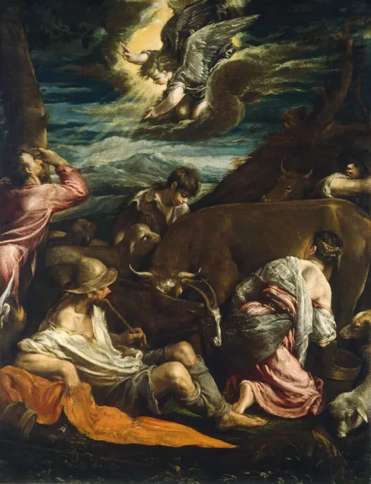 Framed Print : The Annunciation to the Shepherds, probably 1555 / 1560. Creator: Jacopo Bassano il vecchio Framed Print : The Annunciation to the Shepherds, probably 1555 / 1560. Creator: Jacopo Bassano il vecchio