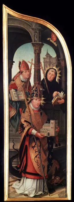 Framed Print : The Annunciation, (Triptych, side panel), 1517. Artist: Jean Bellegambe Framed Print : The Annunciation, (Triptych, side panel), 1517. Artist: Jean Bellegambe