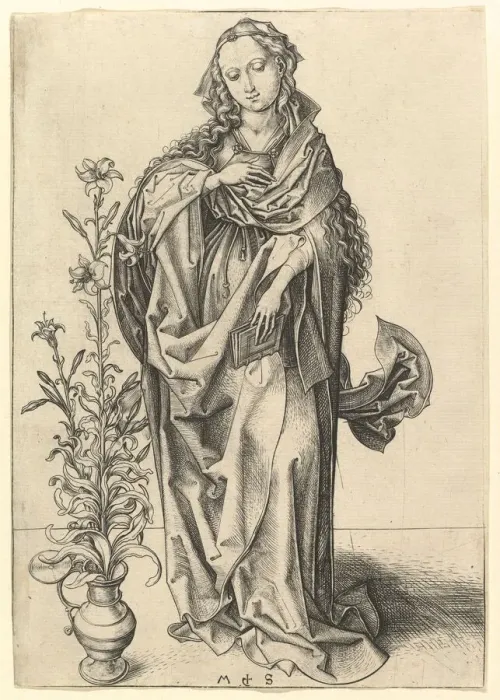 Framed Print : The Annunciation: The Virgin, ca. 1435-1491. Creator: Martin Schongauer Framed Print : The Annunciation: The Virgin, ca. 1435-1491. Creator: Martin Schongauer