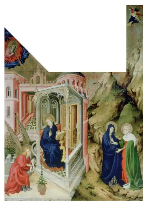 Framed Print : Annunciation and Visitation, 1394-1399. Artist: Melchior Broederlam Framed Print : Annunciation and Visitation, 1394-1399. Artist: Melchior Broederlam