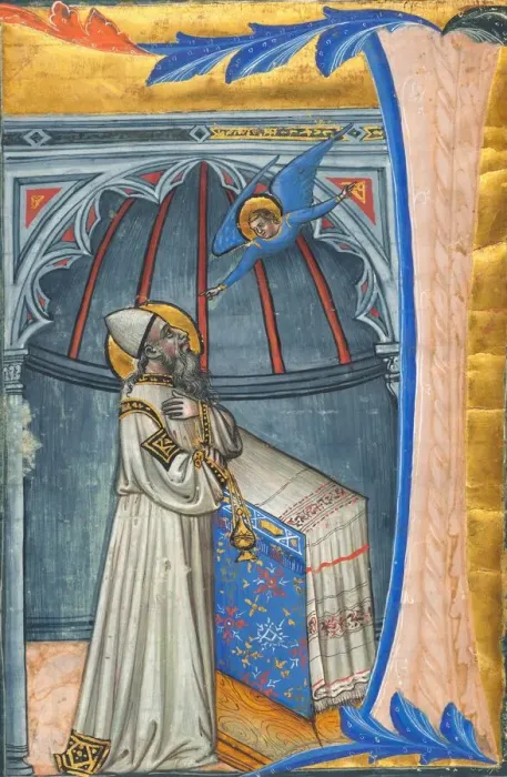 Framed Print : The Annunciation to Zacharias, c. 1400. Creator: Unknown Framed Print : The Annunciation to Zacharias, c. 1400. Creator: Unknown