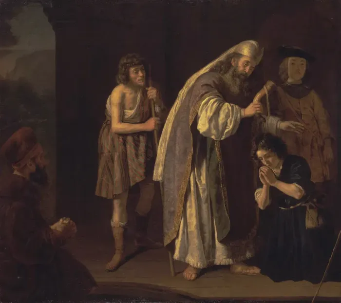 Framed Print : The Anointing of David, c. 1645. Artist: Victors, Jan (1619-after 1676)