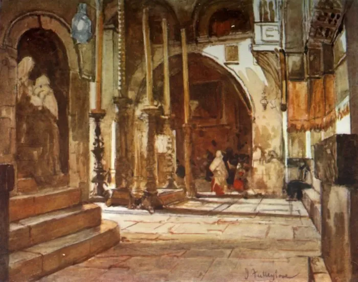 Framed Print : The Anointing Stone from the Ambulatory of the Crusaders Church, 1902. Creator: John Fulleylove Framed Print : The Anointing Stone from the Ambulatory of the Crusaders Church, 1902. Creator: John Fulleylove