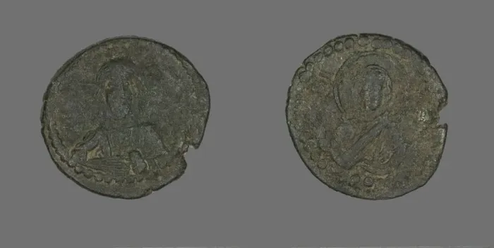Framed Print : Anonymous Follis (Coin), Attributed to Constantine IX, 1042-1055. Creator: Unknown Framed Print : Anonymous Follis (Coin), Attributed to Constantine IX, 1042-1055. Creator: Unknown