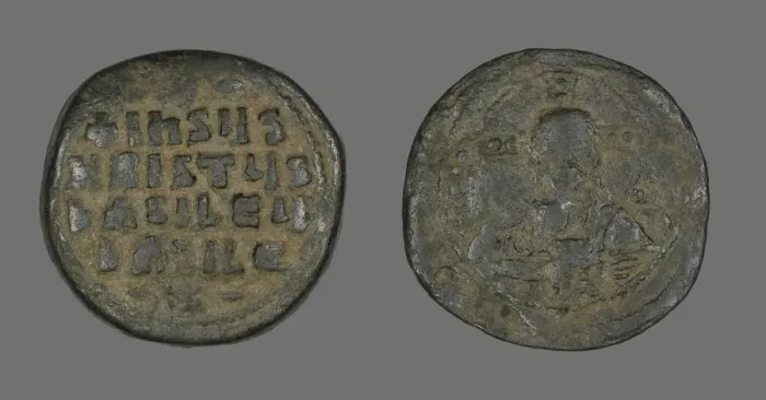 Framed Print : Anonymous Follis (Coin), Attributed to John I Tzimisces, 972-976. Creator: Unknown Framed Print : Anonymous Follis (Coin), Attributed to John I Tzimisces, 972-976. Creator: Unknown