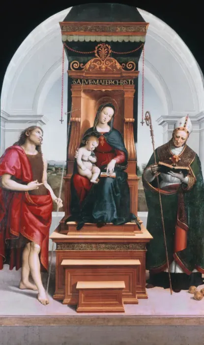 Framed Print : The Ansidei Madonna, 1505. Artist: Raphael Framed Print : The Ansidei Madonna, 1505. Artist: Raphael