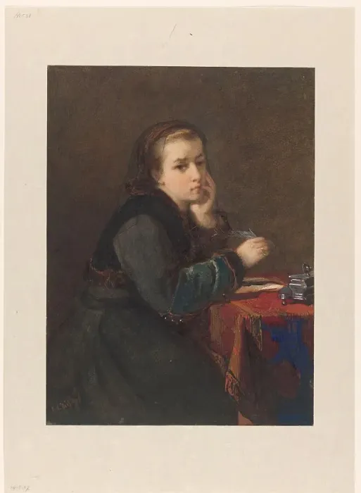 Framed Print : The answer, c.1879. Creator: Kate Bisschop-Swift Framed Print : The answer, c.1879. Creator: Kate Bisschop-Swift