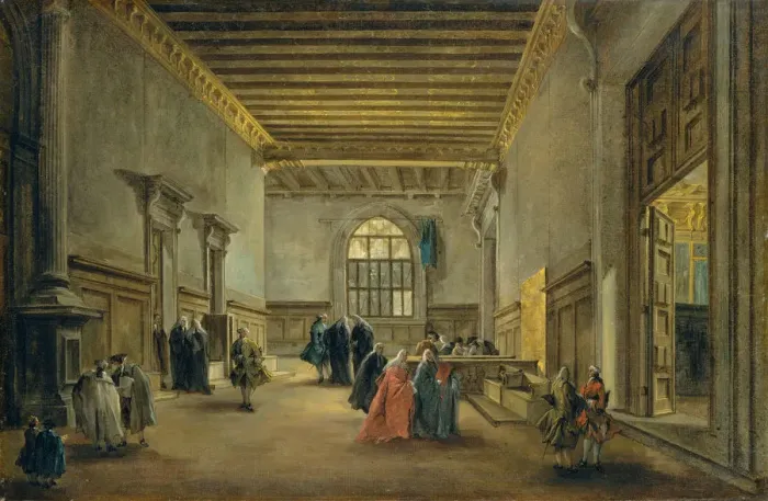 Framed Print : The Antechamber of the Sala del Maggior Consiglio, ca. 1765-68. Creator: Francesco Guardi Framed Print : The Antechamber of the Sala del Maggior Consiglio, ca. 1765-68. Creator: Francesco Guardi