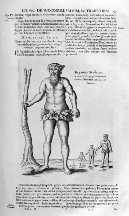 Framed Print : Antediluvian giants, 1678. Artist: Athanasius Kircher