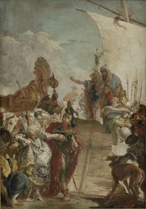 Framed Print : Anthony Leading Cleopatra on board, 1748-1750. Creator: Giovanni Battista Tiepolo Framed Print : Anthony Leading Cleopatra on board, 1748-1750. Creator: Giovanni Battista Tiepolo
