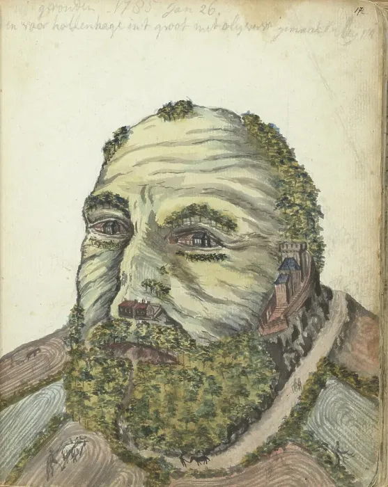 Framed Print : Anthropomorphic Hill, 1785. Creator: Jan Brandes Framed Print : Anthropomorphic Hill, 1785. Creator: Jan Brandes