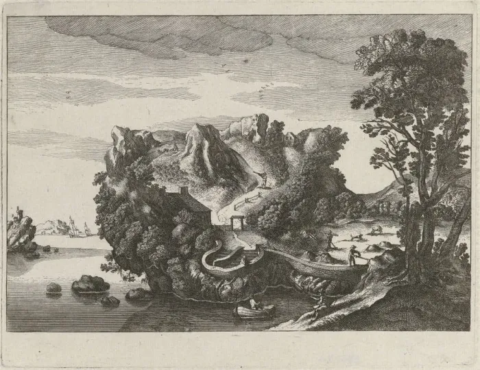Framed Print : Anthropomorphic landscape in the form of a mans head, c. 1617 Framed Print : Anthropomorphic landscape in the form of a mans head, c. 1617