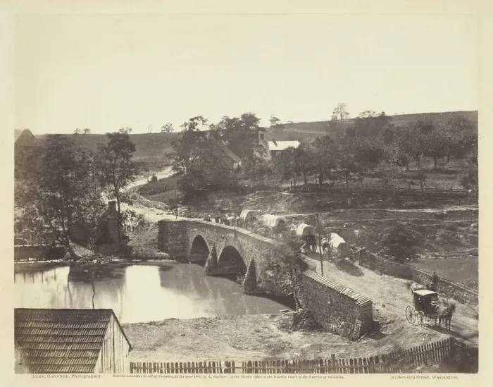 Framed Print : Antietam Bridge, Maryland, September 1862. Creators: Barnard & Gibson, George N Framed Print : Antietam Bridge, Maryland, September 1862. Creators: Barnard & Gibson, George N