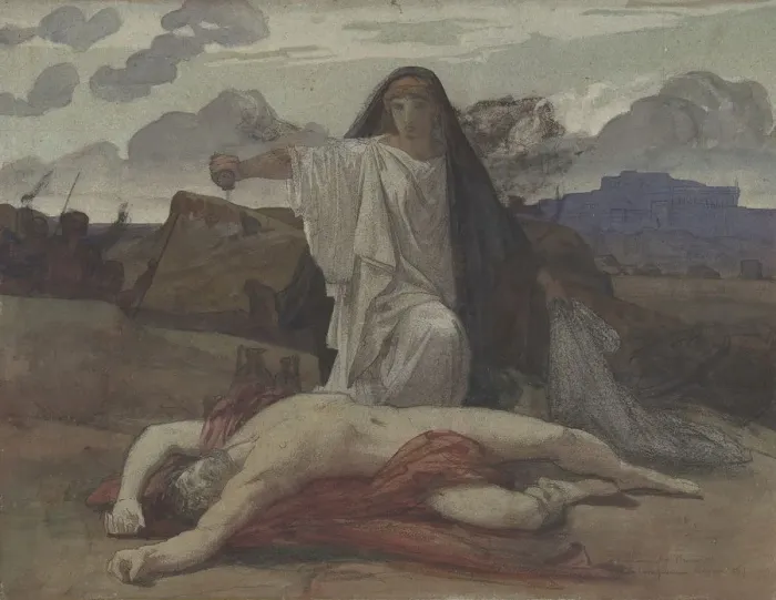 Framed Print : Antigone Gives Token Burial to the Body of Her Brother Polynices, 1835-98 Framed Print : Antigone Gives Token Burial to the Body of Her Brother Polynices, 1835-98