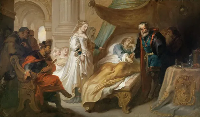 Framed Print : Antiochus and Stratonike. Creator: Thulden, Theodoor, van (1606-1669) Framed Print : Antiochus and Stratonike. Creator: Thulden, Theodoor, van (1606-1669)