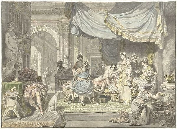 Antiochus tries to hide the love for his mother Stratonice, 1775. Creator: Jean Grandjean