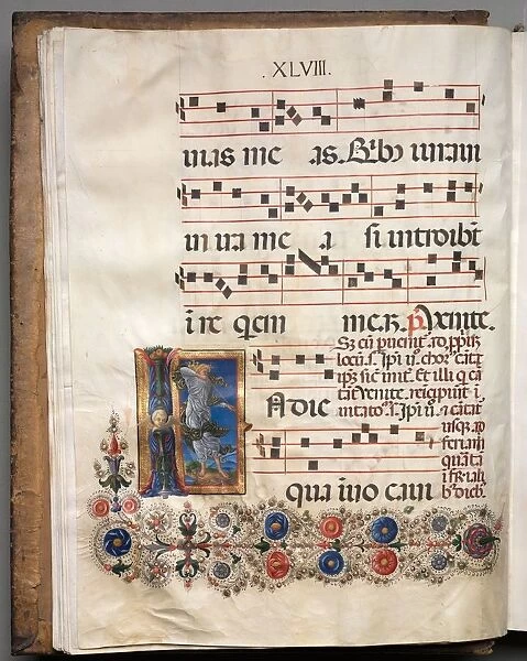 Antiphonary: Initial, angel, c. 1470-1480. Creator: Girolamo da Cremona (Italian), follower of