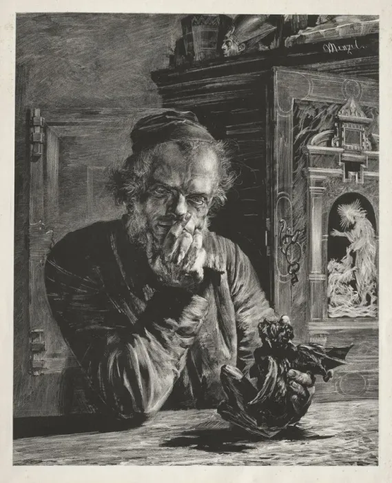 Framed Print : The Antiquary - Self-Portrait, 1851. Creator: Adolph von Menzel (German, 1815-1905) Framed Print : The Antiquary - Self-Portrait, 1851. Creator: Adolph von Menzel (German, 1815-1905)