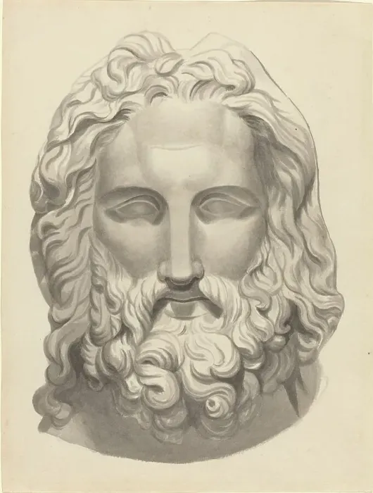 Framed Print : Antique Bearded Head. Creator: John Flaxman Framed Print : Antique Bearded Head. Creator: John Flaxman