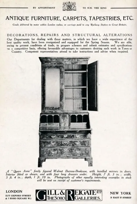 Framed Print : Antique furniture, carpets, tapestries etc, 1921 Framed Print : Antique furniture, carpets, tapestries etc, 1921