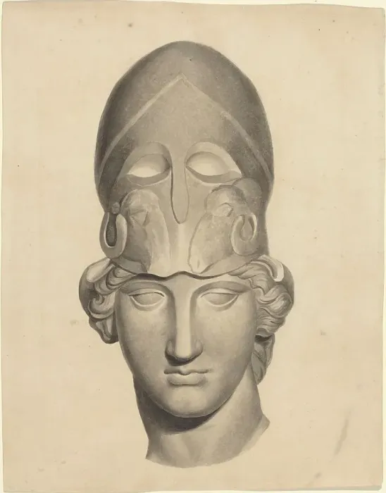 Framed Print : Antique Head with a Helmet. Creator: John Flaxman Framed Print : Antique Head with a Helmet. Creator: John Flaxman