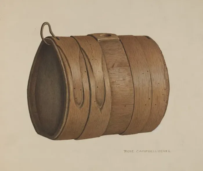 Framed Print : Antique Liquor Keg, c. 1941. Creator: Rose Campbell-Gerke Framed Print : Antique Liquor Keg, c. 1941. Creator: Rose Campbell-Gerke