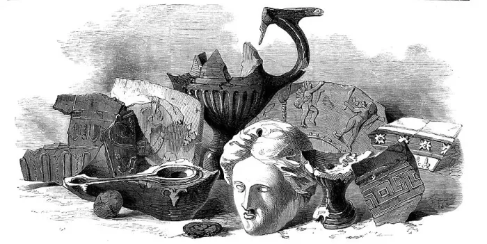 Framed Print : Antiquities found near Head-Quarters, before Sebastopol, 1856. Creator: Edward Alfred Goodall Framed Print : Antiquities found near Head-Quarters, before Sebastopol, 1856. Creator: Edward Alfred Goodall