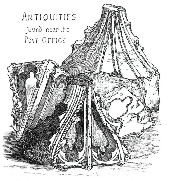 Framed Print : Antiquities found near the Post Office, 1844. Creator: Unknown Framed Print : Antiquities found near the Post Office, 1844. Creator: Unknown