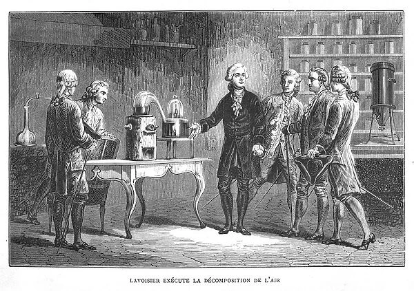 Antoine Laurent Lavoisier, French chemist, demonstrating his discovery of oxygen, 1776 (1874)