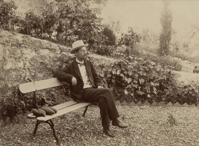 Framed Print : Anton Chekhov (1860-1904) in his garden in Yalta, 1902. Creator: Anonymous Framed Print : Anton Chekhov (1860-1904) in his garden in Yalta, 1902. Creator: Anonymous