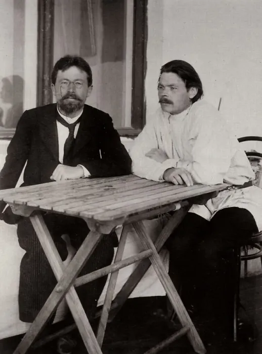 Framed Print : Anton Chekhov and Maxim Gorky, Russian authors, 1900. Artist: Leonid Sredin Framed Print : Anton Chekhov and Maxim Gorky, Russian authors, 1900. Artist: Leonid Sredin