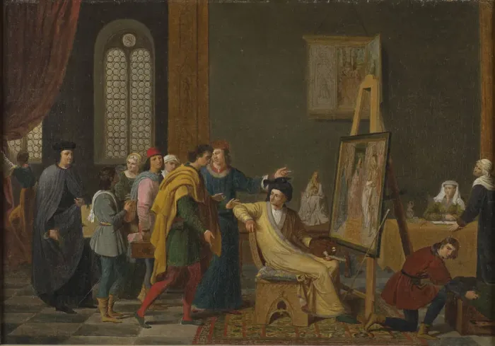 Framed Print : Antonello da Messina in the studio of Jan van Eyck Framed Print : Antonello da Messina in the studio of Jan van Eyck