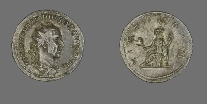 Framed Print : Antoninianus (Coin) Portraying Emperor Decius, about 249. Creator: Unknown Framed Print : Antoninianus (Coin) Portraying Emperor Decius, about 249. Creator: Unknown