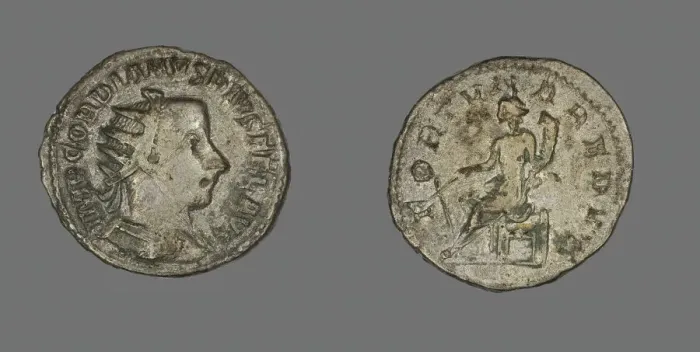 Framed Print : Antoninianus (Coin) Portraying Emperor Gordian III, 242-244. Creator: Unknown Framed Print : Antoninianus (Coin) Portraying Emperor Gordian III, 242-244. Creator: Unknown