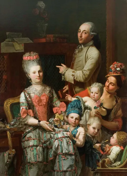 Framed Print : Antonio Ghidini and his family, 18th century. Creator: Ferrari, Pietro Melchiorre (1735-1787) Framed Print : Antonio Ghidini and his family, 18th century. Creator: Ferrari, Pietro Melchiorre (1735-1787)
