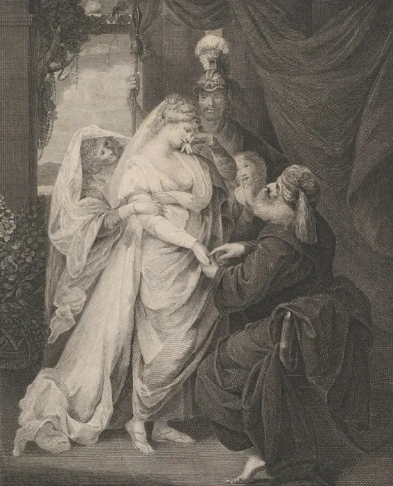 Framed Print : Antony and Cleopatra, Act 1, Scene 2: Charmian-'Good Sir, give me good fortune, January 1, 1817. Creator: John Hall Framed Print : Antony and Cleopatra, Act 1, Scene 2: Charmian-'Good Sir, give me good fortune, January 1, 1817. Creator: John Hall