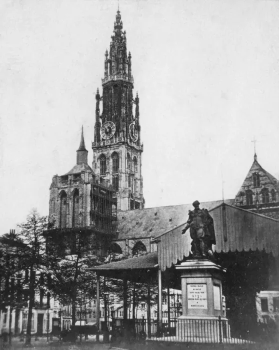 Framed Print : Antwerp Cathedral and statue of the artist Peter Paul Rubens, Belgium, 1867 Framed Print : Antwerp Cathedral and statue of the artist Peter Paul Rubens, Belgium, 1867
