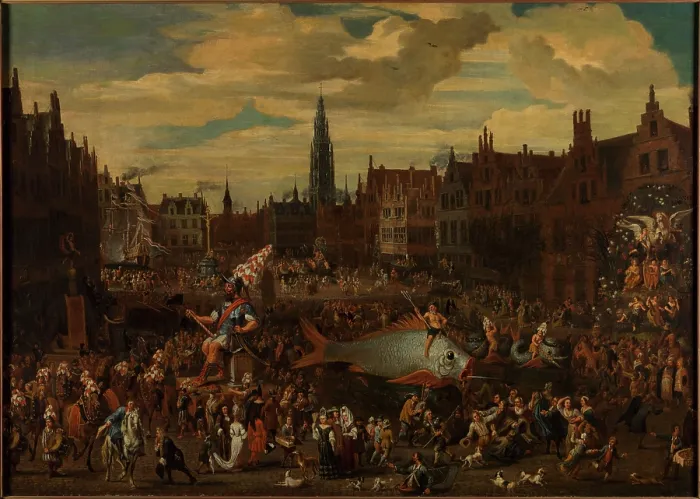 Framed Print : The Antwerp Ommegang, 17th century. Creator: Anonymous Framed Print : The Antwerp Ommegang, 17th century. Creator: Anonymous